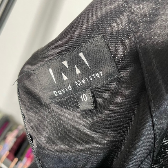 DAVID Meister Black Backless Drape Spaghetti Strap Halter Slinky Maxi Dress - Picture 6 of 9